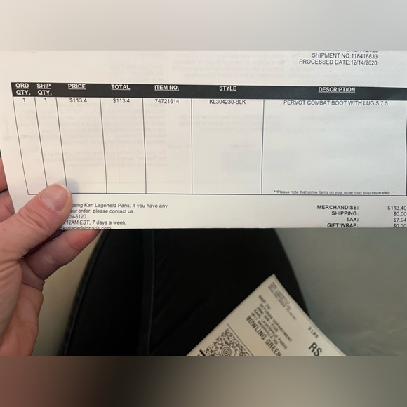 Karl Lagerfeld Paris Pervot black combat style boot with lug gold hardware 7.5 - Picture 13 of 14